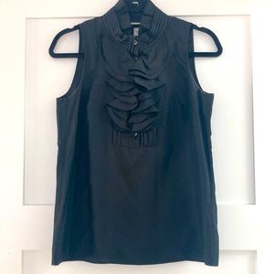 J.Crew Sleeveless Silk Blouse with Ruffle Collar Detail
